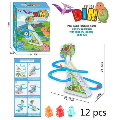 Electric Duck Track Rail Racing Slide Duckling Climbing Stairs Baby Toy LED Lights Musical Slide Roller Coaster Toys for Gift