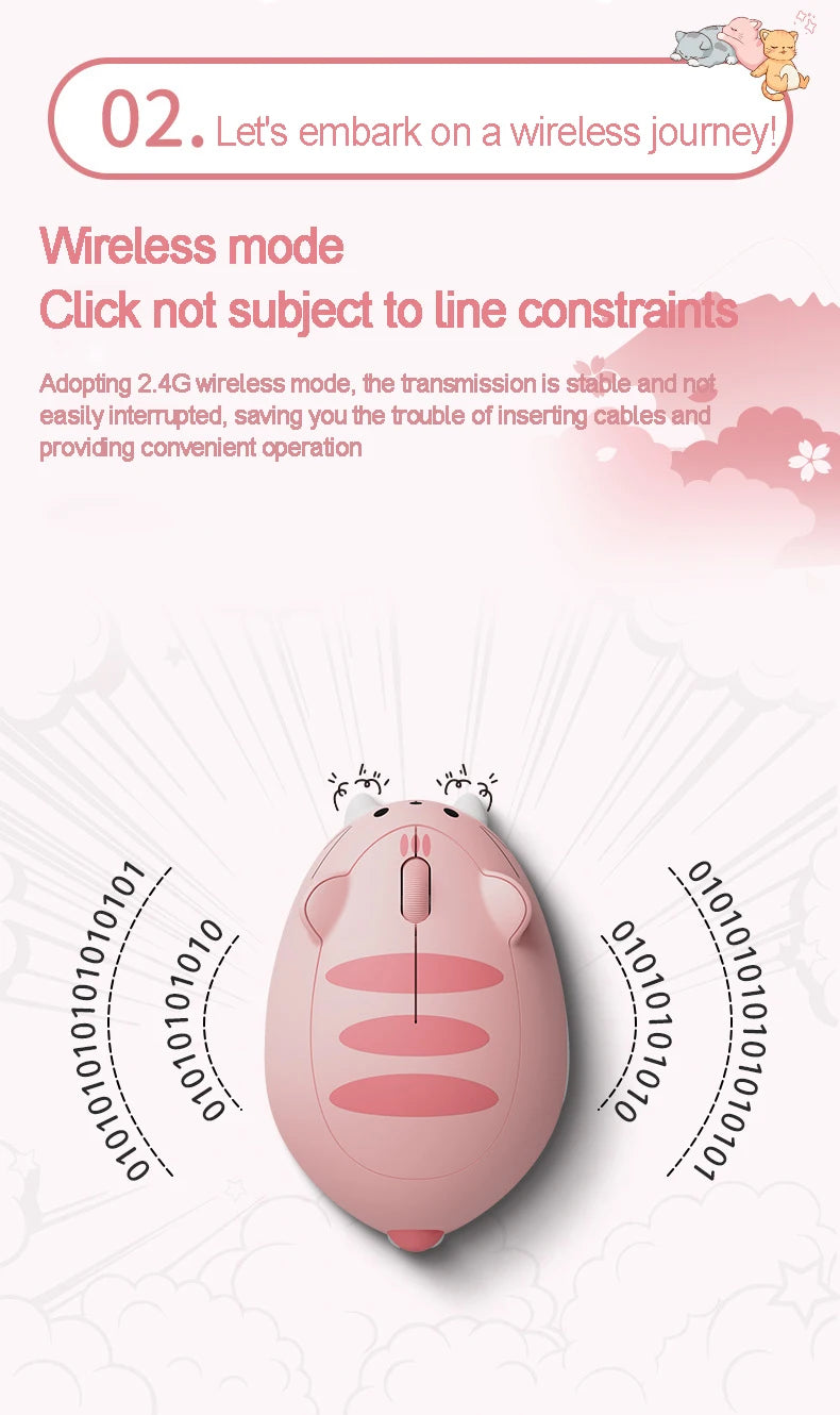 Cute Cat 2.4G Wireless Bluetooth Tri-mode Mouse Creative kitten Mause Ergonomic USB 1200 DPI Mice For PC Laptop Kid Friend Gifts