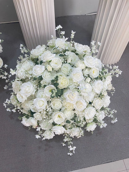 Customized hydrangea Rose Aritificial Flower Ball Road Leading White Silk Flower Ball Wedding Decoration Table Centrepiece decor