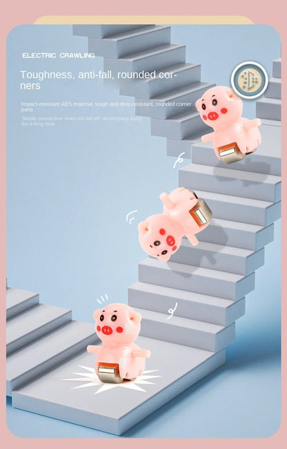 Electric Duck Track Rail Racing Slide Duckling Climbing Stairs Baby Toy LED Lights Musical Slide Roller Coaster Toys for Gift