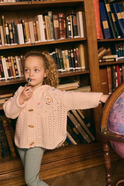 Kids Sweaters 2025 Winter Autumn LM Embroidery Girls Princess Dress Fashion Handmade Cardigan Knit Outwear Coat Clothing