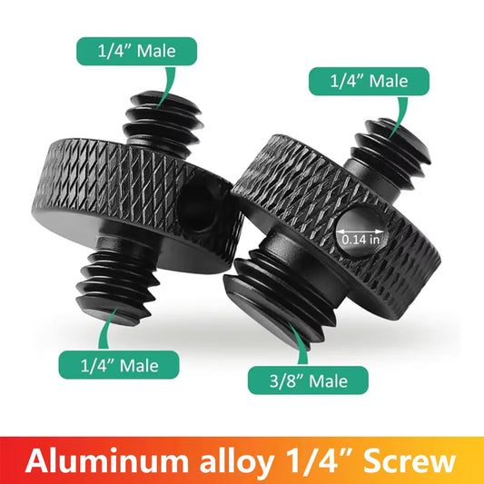 Tripod Adapter 1/4" Male to 1/4" Male to 3/8" Male Screw Connectors For GoPro Hero 13 12 11 10 9 Insta360 X5 X4 X3 DJI Action