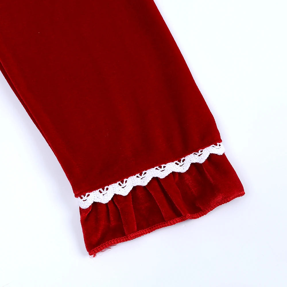 2025 Custom Christmas Pyjamas For Family Red Velvet Warm Kids Sets Boy Girl Clothes Xmas Set Children Costume Casual Homewear