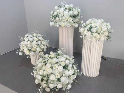 Customized hydrangea Rose Aritificial Flower Ball Road Leading White Silk Flower Ball Wedding Decoration Table Centrepiece decor
