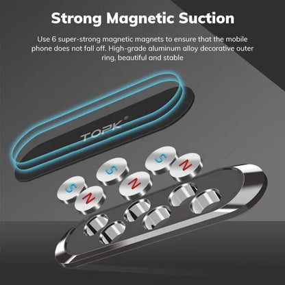 TOPK Metal Magnetic Car Phone Holder Universal Strip Shape Mobile Phone Stand Strong Magnet GPS Support Car Mount For iPhone 14
