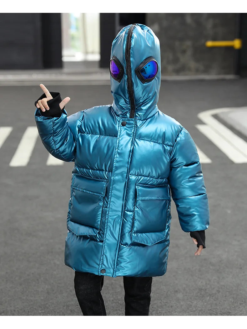 Boys Down Jacket Coat Overcoat Cotton 2022 Sliver Warm Plus Thicken Winter  Teenager Children's Clothing