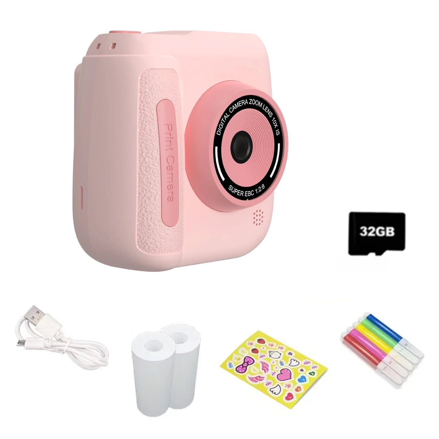 Kids Camera Toy 2.4 Inch IPS Screen 10X Zoom Dual Lens Video Recorder Instant Print Digital Camera for Kid Best Brithday Gifts