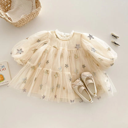 5624 Baby Girls' Dress 2025 New Spring Summer New Gauze Baby Girl's Princess Clothes 0-5Year Kid's Dress