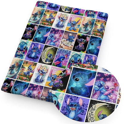 Lilo e Stitch Cartoon Fabrics Tape, Algodão poliéster a metro, Pano de costura, Vestir, Artesanato DIY, Tecido caseiro, 50x145cm