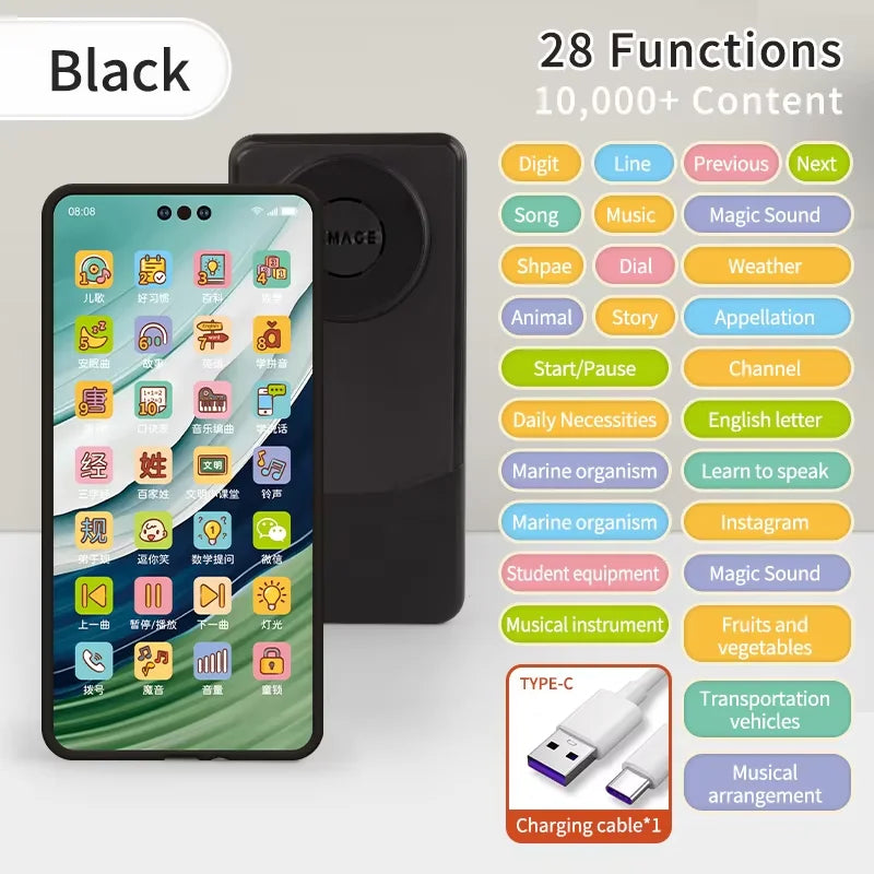 Kids Smart Simulation Phone Toy Rechargeable Touchscreen Early Education Learning Machine Light Music Educational Toy