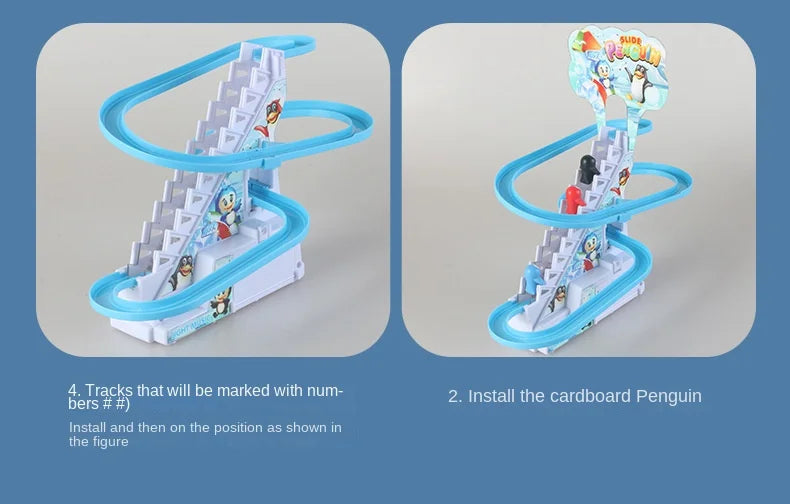 Electric Duck Track Rail Racing Slide Duckling Climbing Stairs Baby Toy LED Lights Musical Slide Roller Coaster Toys for Gift