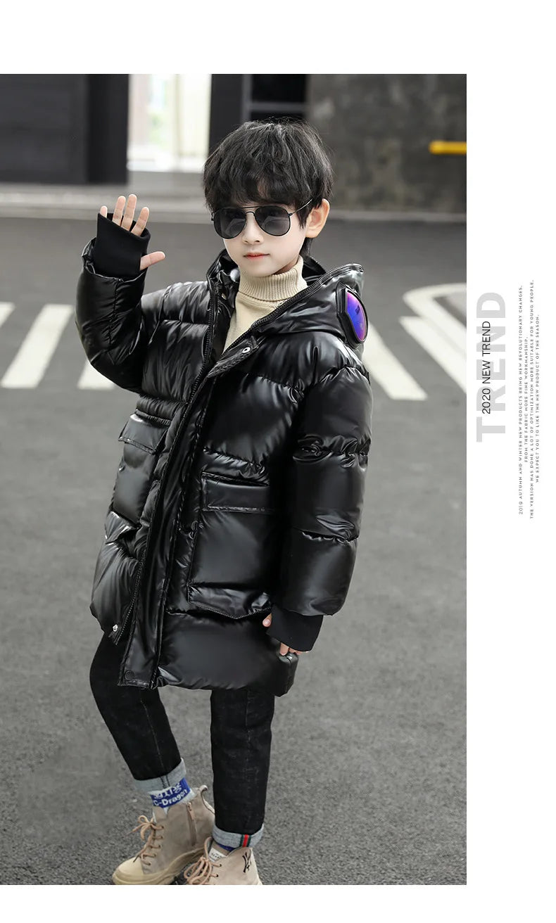 Boys Down Jacket Coat Overcoat Cotton 2022 Sliver Warm Plus Thicken Winter  Teenager Children's Clothing