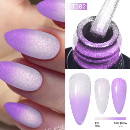 MEET ACROSS 75 Colors Thermal Nail Gel Polish 3 Colors Changing Nail Art Supplies for Manicure DIY Design Long Lasting UV/LED