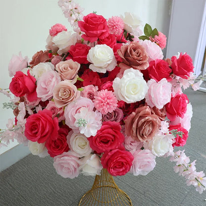 Baby blue rose delphinium Large Flower Ball Table CenterpieceEvent Wedding Decor Road Lead Artificial Floral Arrangement Bouquet