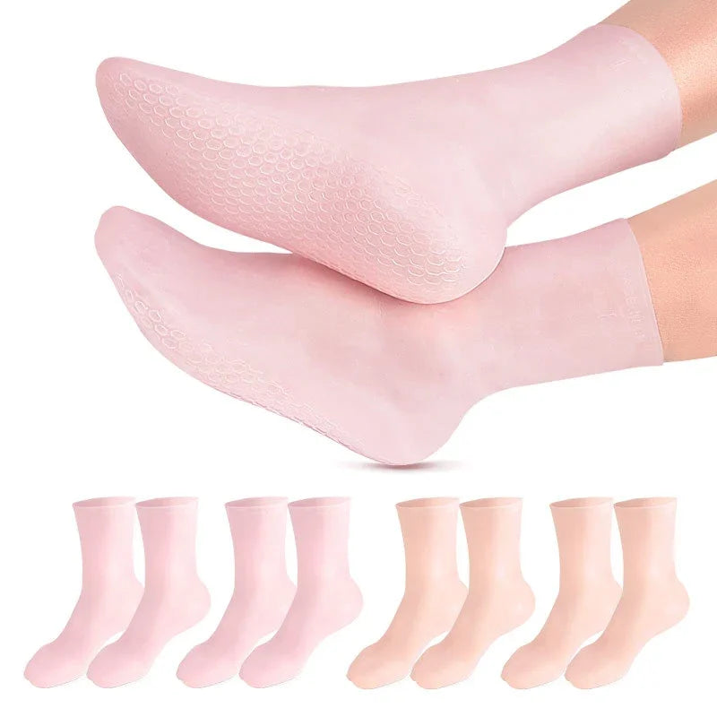 2Pcs Silicone Moisturizing Foot Socks for Dry Cracked Feet Foot Spa Treatment Socks Moisturizing Gel Socks Pedicure Foot Care