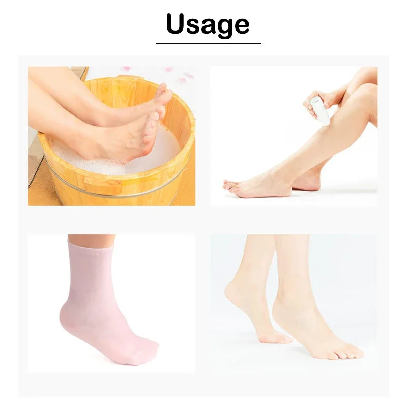 2Pcs Silicone Moisturizing Foot Socks for Dry Cracked Feet Foot Spa Treatment Socks Moisturizing Gel Socks Pedicure Foot Care