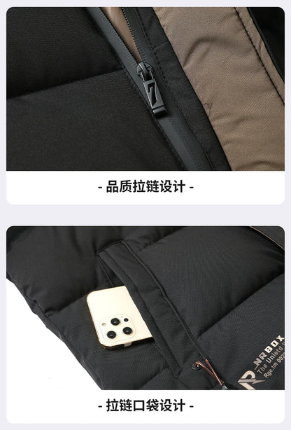 mens Parka Men's Jacket Hooded company Winter New down jacket Solid color Warm Jackets men business leisure coat teenager coats