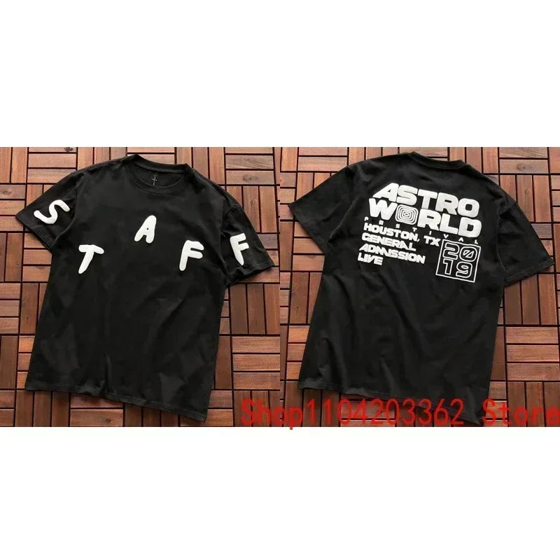 Real Photo CACTUS JACK T-shirt Vintage Grey-green Back Letter Logo Foaming Print Short Sleeve Men Women Cactus Jack Tops Tee