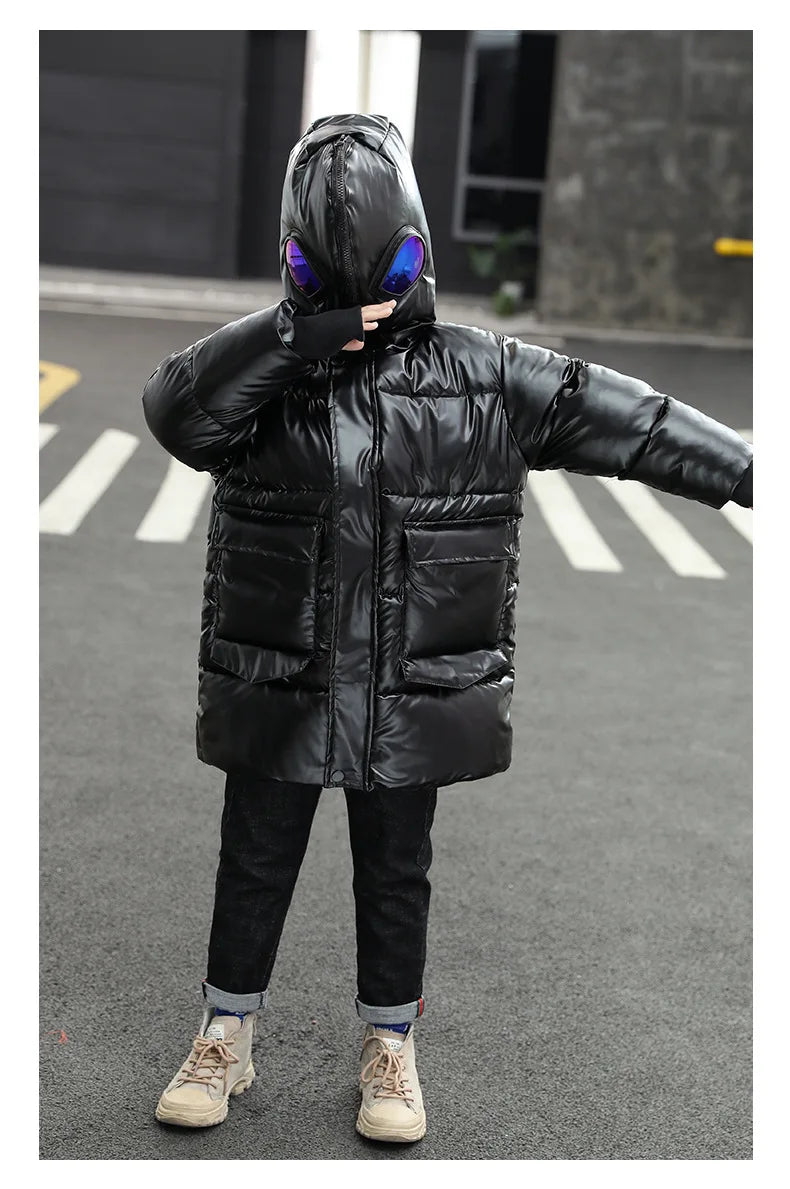 Boys Down Jacket Coat Overcoat Cotton 2022 Sliver Warm Plus Thicken Winter  Teenager Children's Clothing