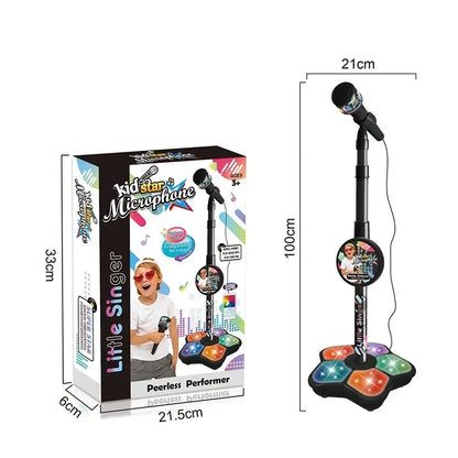 Kids Microphone with Stand Karaoke Song Vertical Mic Music Instrument Toys Brain-Training Educational Toy Birthday Gift Girl Boy