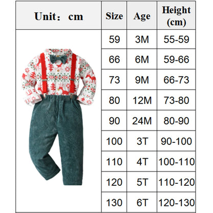 Boys' Christmas Print Set Children Boutique Clothing Suit 1-6 Years Baby Infant Green Corduroy Pants Outfit Festival Costume