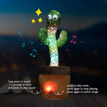 Dancing Cactus Toys Rechargeable Repeat Talking Plush Toy Singing Imitation Recording USB Baby Toy Early Education Funny Gifts