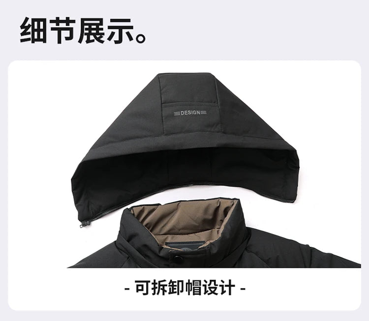 mens Parka Men's Jacket Hooded company Winter New down jacket Solid color Warm Jackets men business leisure coat teenager coats