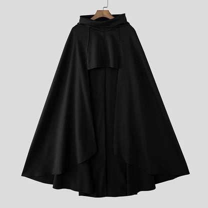 INCERUN Men Cloak Cape Solid Color Loose Casual Male Irregular Trench Streetwear 2025 Fashion Coats Long Style Ponchos Men