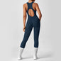 Women's Fashionable Solid Color Round Neck Tight Back Yoga Suit Yoga Jumpsuit Sports Overalls Gym Clothing Set Sexy Yoga Clothes