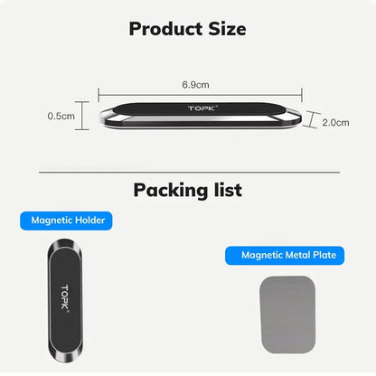 TOPK Metal Magnetic Car Phone Holder Universal Strip Shape Mobile Phone Stand Strong Magnet GPS Support Car Mount For iPhone 14