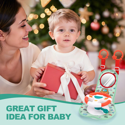 Baby Car Eletric Steering Wheel Toy with Music Simulate Driving Car Baby Seat Copilot Toys Hanging Toys for Todder 0-12M Gifts