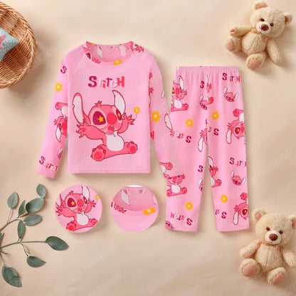Kids Anime Stitch Pajamas 2pcs set for Boys Girls Home Wear Kids Casual Sleepwear Long Sleeve Pajamas Sets Suit Cute Gifts