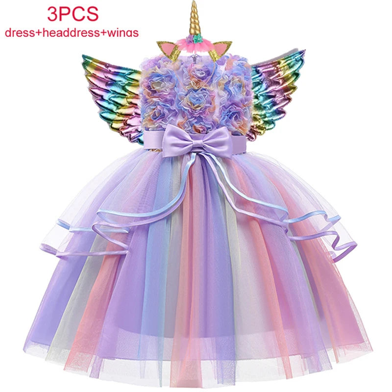 Elegant Children Princess Dress For Girls Birthday Evening Party Flower Girls Wedding Dress UP Kids Carnival Costume Vestidos