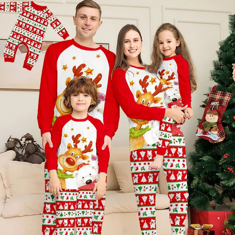 Christmas Family Matching Outfits Pajamas Clothing Sets 2024 Cartoon Print Mother Kid Baby Xmas Family Look Sleepwear Pyjamas