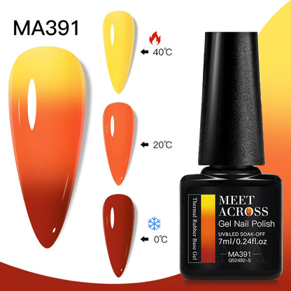 MEET ACROSS 75 Colors Thermal Nail Gel Polish 3 Colors Changing Nail Art Supplies for Manicure DIY Design Long Lasting UV/LED